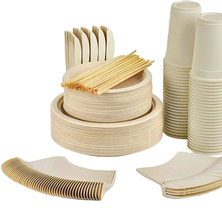 Compostable tableware made from sugarcane bagasse